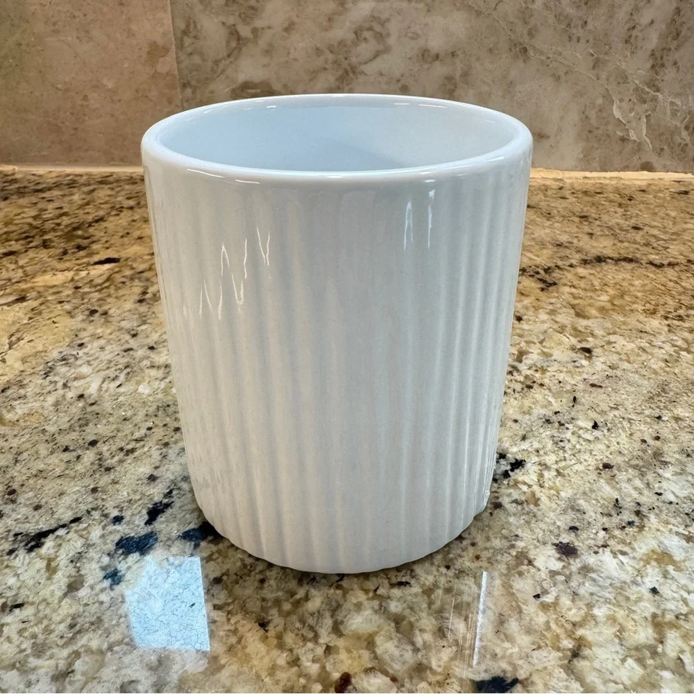 White Ceramic Ribbed Vase